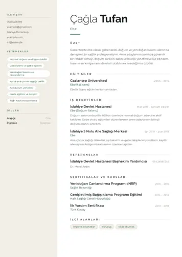 Ebe Cv Örnekleri cv indir